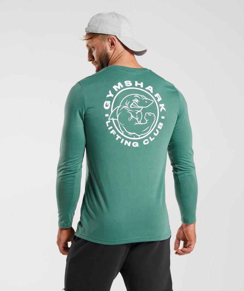 Men's Gymshark Legacy Long Sleeve T-Shirts Green | CA 6D5A13